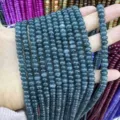 Natural 4x6mm blue-grey abacus stone beads for DIY jewelry making - 90 Pieces/Pack / Dark Green