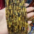 Natural 4x13mm tiger eye stone tube beads for DIY handmade bracelet jewelry making accessories - 4*13mm (Approx. 29 Pieces/Strand) / Natural Tiger Eye Stone