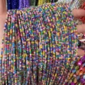 Handheld strand of 2mm multi-colored seawater shell round beads for DIY jewelry making - 2mm (Approx. 38mm Strand) / Mix Colors