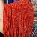 2mm orange-red seawater shell round beads for DIY jewelry making - 2mm (Approx. 38mm Strand) / Orange Red