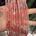 4*13mm pink translucent barrel beads for DIY bracelet jewelry making - 4*13mm (Approx. 29 Pieces/Strand) / Watermelon red