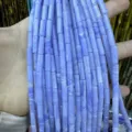Blue lavender banded agate cylinder tube beads 4x13mm for DIY jewelry and bracelet making - 4*13mm (Approx. 29 Pieces/Strand) / Purple Agate Turquoise