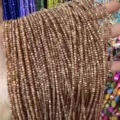 Small 2mm brown iridescent shell round beads for DIY jewelry making and craft supplies - 2mm (Approx. 38mm Strand) / Tan