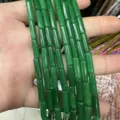 4x13mm green cylindrical emperor stone beads for DIY bracelet jewelry making - 4*13mm (Approx. 29 Pieces/Strand) / Malay Jade