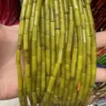 4x13mm green yellow imperial stone tube beads for DIY handmade jewelry making crafts - 4*13mm (Approx. 29 Pieces/Strand) / Olive Jade