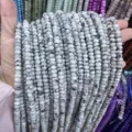 Natural grey spot stone abacus wheel loose spacer beads 4x6mm for DIY jewelry making - 4*6mm (Approx. 90 Pieces/Pack) / Tianshan Blue