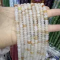 Natural translucent white and yellow 4x6mm abacus shaped stone beads for DIY jewelry making - 4*6mm (Approx. 90 Pcs/Strand) / Pink Aventurine