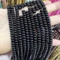 Natural 4x6mm black abacus stone wheel beads for DIY jewelry making and spacing. - 4*6mm (Approx. 90 Pcs/Strand) / Black Agate