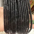 Glossy black 4x13mm cylindrical tube beads for DIY jewelry supplies and bracelet making - 29 Pieces/Strand / Black Agate