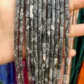 Natural grey zebra pattern stone tube beads 4x13mm cylinder spacers for jewelry making - 29 Pieces/Strand / Map Stone