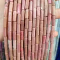 Natural pink imperial stone tube beads 4x13mm size for DIY handmade bracelet jewelry - 29 Pieces/Strand / Natural Rhodonite
