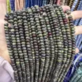 Natural stone rondelle beads in 4x6mm green and maroon mottled pattern for DIY jewelry - 4*6mm (Approx. 90 Pcs/Strand) / Dragon Blood Stone