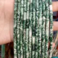 4x13mm green and white mottled emperor stone tube beads for DIY bracelet making - 29 Pieces/Strand / Green Spot Jade