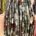 4x13mm natural stone cylinder tube beads for DIY jewelry making - 29 Pieces/Strand / African Blood Stone