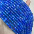 6mm blue faceted natural stone square beads for DIY jewelry making loose stones - 6mm (Approx 65 Pieces/Pack) / Blue Agate