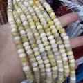 Yellow and cream natural stone 5x8mm faceted abacus wheel beads for DIY jewelry making - Abacus Bead Style (39) / 5*8mm (Approx. 70 Pcs/Strand) / Amber White