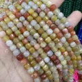 Faceted 6mm natural stone cube beads in mixed colors for DIY jewelry making accessories - 6mm (Approx 65 Pieces/Pack) / Golden Silk Jade