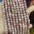 Natural pink faceted cube stone beads 6mm loose square crystals for DIY jewelry making - 6mm (Approx 65 Pieces/Pack) / Rhodonite