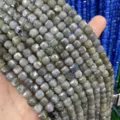 Natural 6mm faceted grey stone cube beads for DIY jewelry making and craft projects - 6mm (Approx 65 Pieces/Strand) / Grey Labradorite
