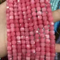 6mm pink faceted square natural stone beads for DIY handmade jewelry making crafts - 6mm (Approx 65 Pieces/Strand) / Optimized Pink Jade