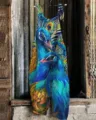 Summer women cotton linen printed sleeveless jumpsuit casual peacock print beach romper - S / Color 022
