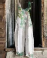 Women Summer Casual Cotton Linen Jumpsuit Botanical Floral Print Strap Rompers Beach - S / Dresses / Color 019