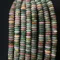 Close-up of 4x10mm mixed natural gemstone spacer beads for DIY jewelry making - 50 Pieces/Pack / 4x10mm / Indian Agate
