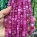 Perle quadrate di agata calcedonio rosa da 8 mm per la creazione di gioielli fai da te - 8mm (circa 45 pezzi) / Giada Rosso Rosa Ottimizzata