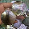 Natürliche runde Perlmuttscheiben für DIY-Schmuck und Ohrring-Zubehör - 8mm Runde Scheibe mit Loch / Schwarz