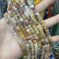 Perle in pietra naturale a forma di cuore piatto da 6mm per gioielli fai-da-te - 6x2mm (Circa 60 Perle Per Filo) / Agata Pazza