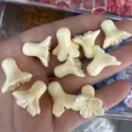 Close-up of cream trumpet flower shell powder beads for DIY jewelry making - 12x14mm / Beige