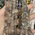 Close-up of disc-cut natural stone beads in grey and yellow for jewelry DIY projects. - 8*8mm*5mm (Approx. 25 Pcs/Strand) / Grey Agate