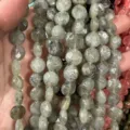 Macro view of grey-green natural stone flat disc cut beads for DIY jewelry accessories - 8*8mm*5mm (Approx. 25 Pcs/Strand) / Grey Flash