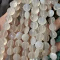 Close-up of translucent natural white agate faceted disk beads for DIY jewelry making crafts - 8*8mm*5mm (Approx. 25 Pcs/Strand) / Agate