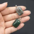 Detalle de colgantes rectangulares de piedra natural, cristal y ágata para collares - 10 Piezas / Ágata India