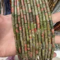 4x13mm unakite stone cylindrical tube beads for DIY jewelry making and bracelets - 4*13mm (Approx. 29 Pieces/Strand) / Natural Unakite