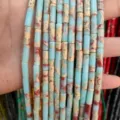 4x13mm blue Imperial stone cylindrical tube beads for DIY bracelet jewelry making - 4*13mm (Approx. 29 Pieces/Strand) / Shoushan Stone