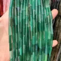 Natural green agate tube beads 4x13mm for DIY jewelry making accessories - 4*13mm (Approx. 29 Pieces/Strand) / Green Agate