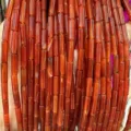 Polished red carnelian agate cylindrical beads 4x13mm for DIY jewelry making supplies - 4*13mm (Approx. 29 Pieces/Strand) / Red Agate