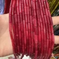 High-quality 4x13mm natural red stone tube beads for DIY bracelet and necklace accessories - 4*13mm (Approx. 29 Pieces/Strand) / Red Jade