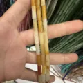 Professional 4*13mm yellow Imperial stone long tube beads for DIY bracelet jewelry craft - 4*13mm (Approx. 29 Pieces/Strand) / Natural Yellow Jade