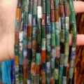 Multi-color natural agate cylindrical tube beads 4x13mm for DIY jewelry making bracelets - 4*13mm (Approx. 29 Pieces/Strand) / Natural Indian Agate