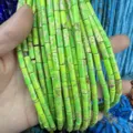 Natural green imperial stone cylindrical tube beads for DIY jewelry making 4x13mm - 4*13mm (Approx. 29 Pieces/Strand) / Yellow Imperial Jasper