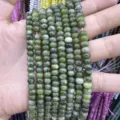 Strand of 4x6mm green natural stone abacus rondelle beads for DIY jewelry making crafts - 90 Pieces/Pack / Southern Jade