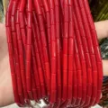 Vibrant red 4x13mm cylindrical tube beads for DIY jewelry making, bracelets and crafts - 4*13mm (Approx. 29 Pieces/Strand) / Porcelain Red
