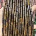 Natural 4x13mm cylindrical imperial stone beads in bronze and brown for DIY jewelry crafts - 4*13mm (Approx. 29 Pieces/Strand) / Bronze Gray