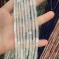 White translucent 4x13mm cylindrical tube beads for DIY jewelry bracelet craft projects - 4*13mm (Approx. 29 Pieces/Strand) / Agate