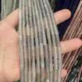 Natural 4x13mm translucent grey agate tube beads for DIY jewelry and bracelet making - 4*13mm (Approx 29 Beads/Strand) / Grey Agate
