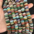 Close-up of colorful natural stone agate and crystal spacer beads for DIY jewelry - Mixed Natural Stone Spacer Strand / 8x3mm (Approx 58 Pcs/Strand)