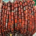 Detailed view of natural red jasper cylindrical beads for DIY jewelry making - Cylinder / 6*10mm (Approx. 39 Pieces/Pack) / Red Jasper